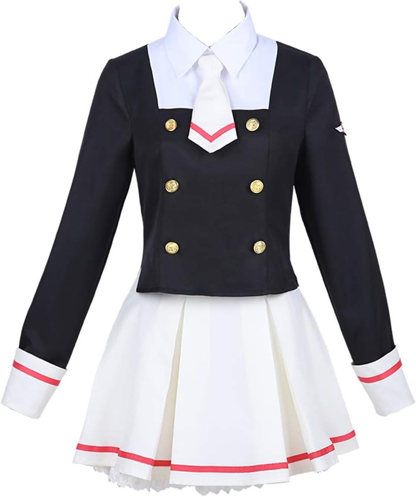 Smiling AngelAnime Cosplay Card Captor Sakura Cos Japanese uniform Daily Woman Girls Kinomoto Sakura Cosplay Costume Top+skirt+tie+socks (M)