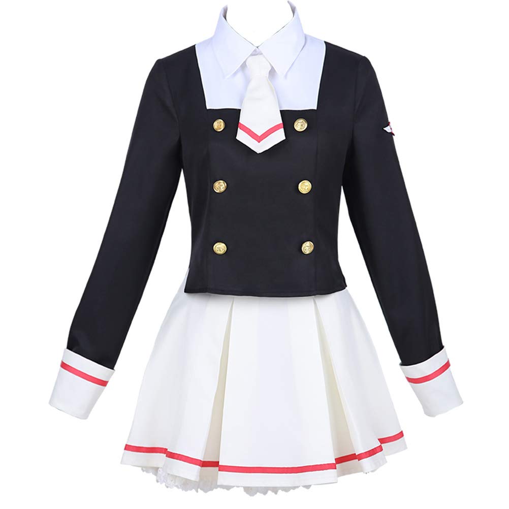 Smiling AngelAnime Cosplay Card Captor Sakura Cos Japanese uniform Daily Woman Girls Kinomoto Sakura Cosplay Costume Top+skirt+tie+socks (M)