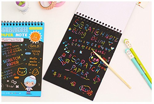 11" x 7.9" Rainbow Scratch Paper Note with Wooden Stylus, 10 Pages - Thumbnail 2