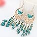 Voberry® Women's Bohemian Classical Fringed Long Section Of Big Beads Pendant Drop Tassels Hook Dangle Earrings (Blue)