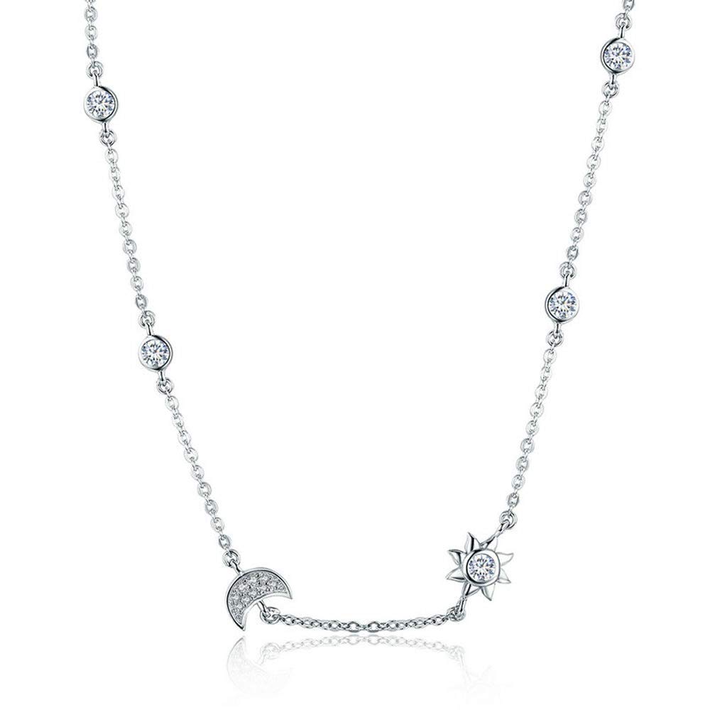 Bijoux Blu Star and Moon 100% 925 Sterling Silver Sparkling Moon and Star Exquisite Pendant Necklaces for Women 925 Silver Jewellery Gift