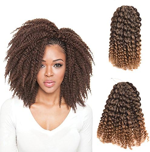 3pcs/set 8" Two Tone Havana Mambo Twist Jumbo Braids Malibob Afro Kinky Curly Crochet Hair Free tress (8", T1b/27)