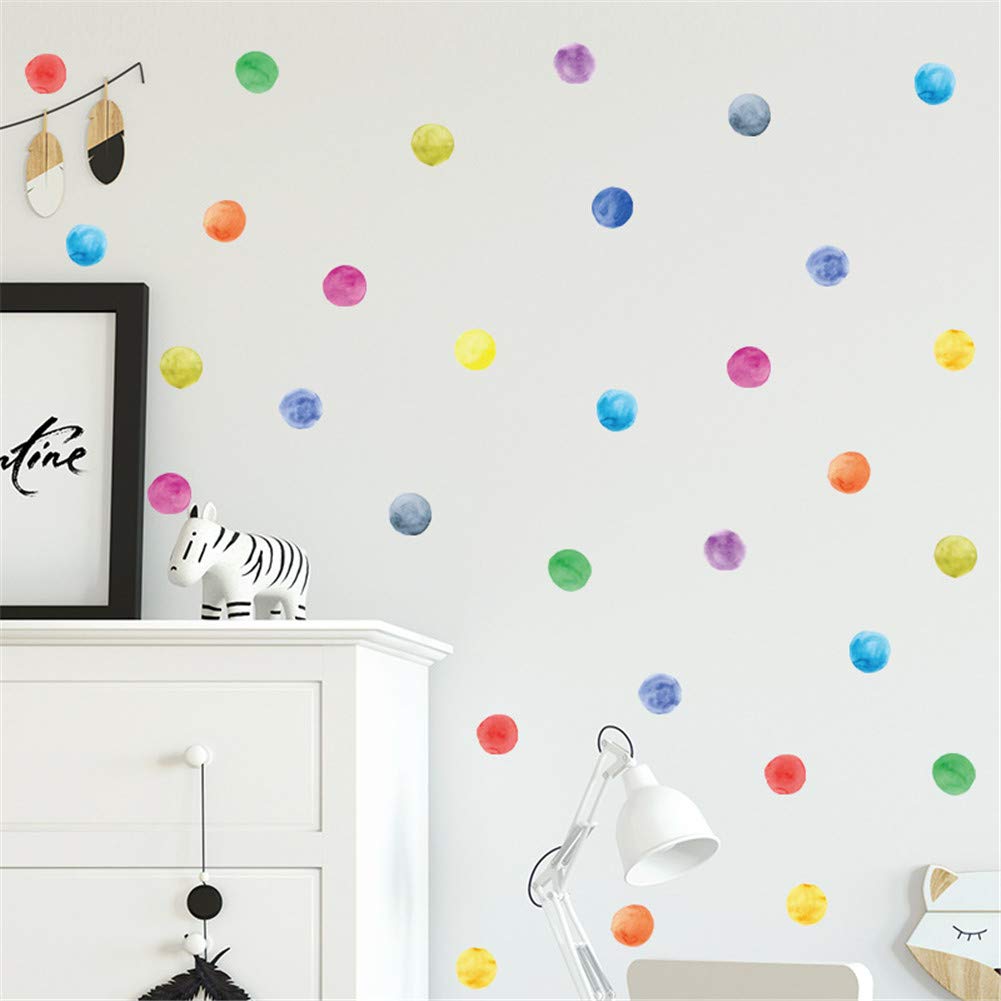 Wajade 60 PCS Colorful Dots Wall Stickers Round Circle Wall Decal Stickers for Baby Nursery Room