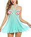 Avidlove Womens Lingerie Halter Chemises Strappy Babydoll Nightwear,Green,Medium