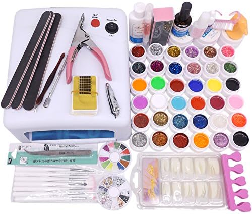 Warm Girl 36w UV Lamp Nail Gel Kit 36 UV Glitter Gel Sets Topcoat Brush Full Nail Art Tools Kit
