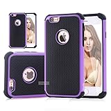 iphone 6s case,iphone 6 case, ShuYo Rugged Heavy Duty Impact Soft TPU Bumper Hard PC shell Hybrid Covers Protection Shock-Absorption Resistant Bumper Case for Apple iphone 6/6s - Black/Purple