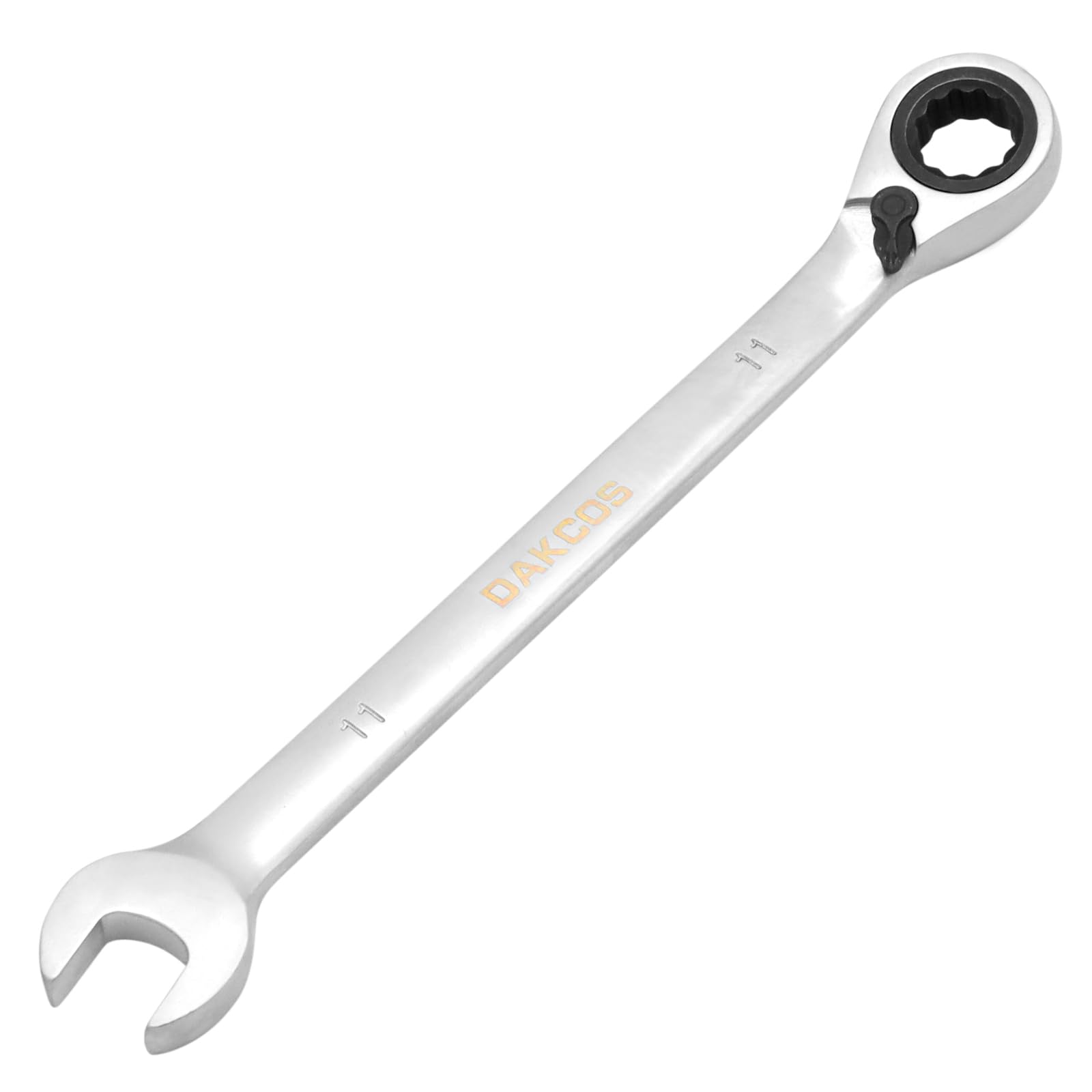 DAKCOS Fixed Head Reversible Ratchet Spanner 11mm Ratcheting Combination Wrench Chrome Vanadium Steel