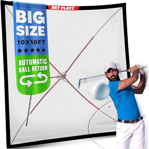 Net Playz Golf Practice Auto Return Net,10Ft x 10Ft, Quick Set-up, Multi-Angle…