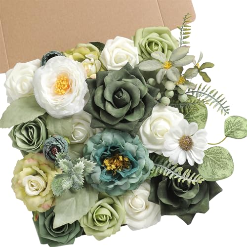 HIMIFOLO Artificial Flowers Combo Box Set for Outdoor Indoor DIY