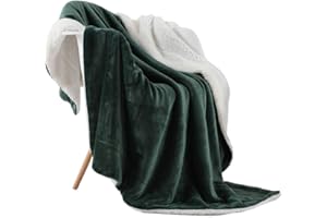 NANPIPER Throw Blanket Reversible Sherpa Flannel Blanket Super Soft Fuzzy Plush Fleece Microfiber for Bed/Couch(60"x80",Olive Green)