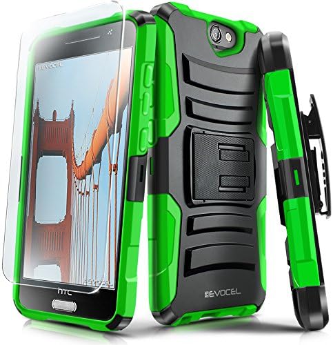 Evocel® HTC One A9 Case [Generation Series] Rugged Holster [Kickstand &amp; Belt Swivel Clip] + HD Screen Protector For HTC One A9 / HTC Aero, Green (EVO-HTCA9-AB212)
