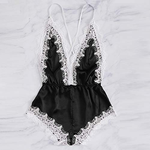 Valentine's Best Gifts for Sex!!! Hennta Fashion Sissy Women Plus Size Sexy Lingerie Girl V-Neck Lace Splice Bodysuit Sleepwear - Thumbnail 3