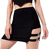Womens Asymmetrical Skirt Black High Waist Gothic Punk Dance Mini Short Skirts Bodycon Clubwear