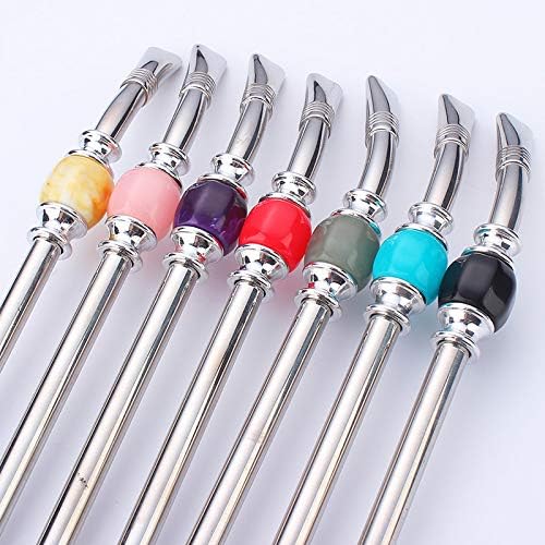 7 X smoothie stainless steel Yerba Mate Bombilla Gourd Drinking spoon Straw and Brush Removable Filter Head Reusable pipe with bead
