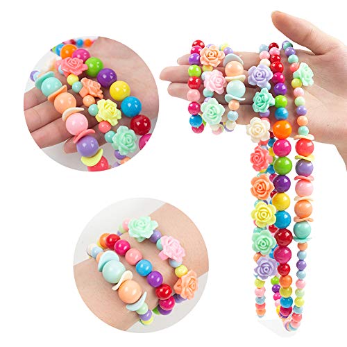 BigOtters Little Girls Necklace Bracelet, 3 Sets Kids Lovely Beaded