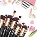 Qivange Makeup Brushes, Vegan Face Blending Brush Powder Liquid Foundation Eye Shadow Labeled Kabuki Brush(Black with Rose Gold, 10 Pieces)