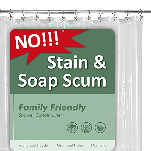 Barossa Design Plastic Shower Liner Clear Premium PEVA Shower Curtain