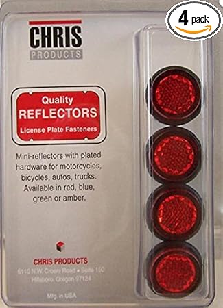 Amazon Com Chris Products Ch4r Red Motorcycle Mini License Plate Reflector 4 Pack Automotive
