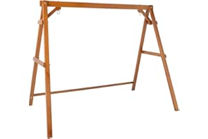 VINGLI Heavy Duty 660 LBS Wooden Swing Frame with Extra Bottom Connection Board, Upgraded A-Frame Porch Swing Bench Stand for Indoor & Outdoor (Brown)