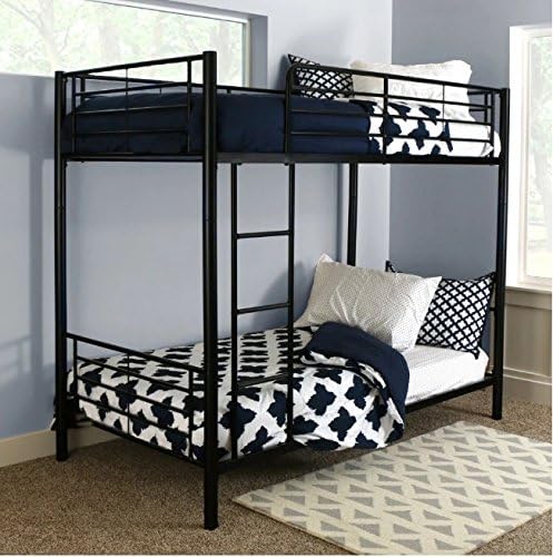 Modern Design Metal Twin Over Twin Bunk Bed 79W x 42D x 68H in.(Included Bunk bed) - Black