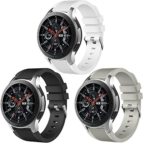Easuny Compatible for Samsung Galaxy Watch 3 45mm Band/Galaxy Watch 46mm/Gear S3 Frontier, 22mm Smart Watch Bands Silicone Quick Release Strap for Men and Women, 3 Pack of Black/White/Gray