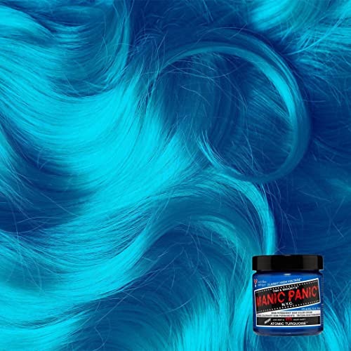 MANIC PANIC Classic Atomic Turquoise Semi Permanent Hair Color - Neon Aqua Blue Hair Dye for Women & Men That Lasts 4-6 Weeks - Vegan, Ammonia & Cruelty-Free - Create & Mix Custom Shades (4oz)
