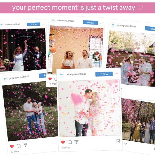 Gender Reveal Confetti Cannon Bulk Set of 2 Heart Shaped Pink