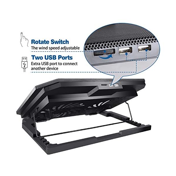 Tendak Laptop Cooling Pad, Laptop Cooler Cooling Pad, Laptop Cooling Bracket, with Two Turbo Fans, 2 USB Ports, 5…