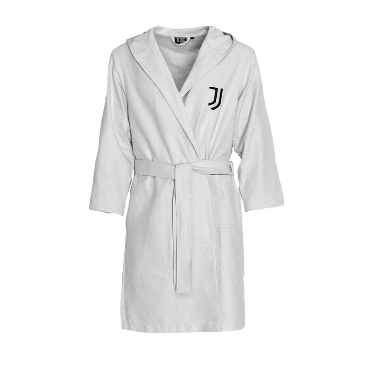 Juventus FC Microfibre Bathrobe, White, Space-saving, Size S, Official Product