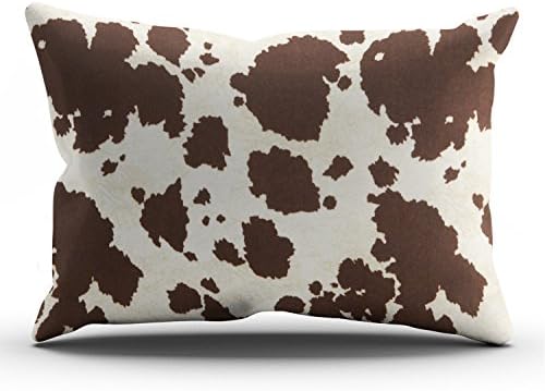 ZeDae Pillowcase Personalized Big Cow Fur Print Pattern Cushion Pillowcases Unique Brown and White Home Decorative Throw Pillow Covers Cases Lumbar 12x24 Inches One Sided