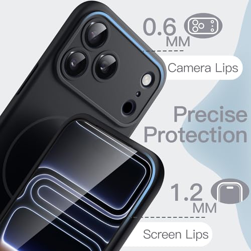 JETech Magnetic Silicone Case for iPhone 17 Pro 6.3 Inch, Compatible with MagSafe, Silky Soft, Shock Absorption Case with Camera Lens Protection (Black)