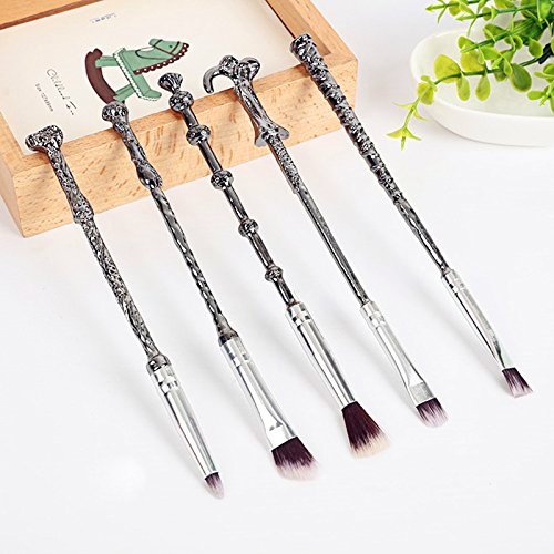 Wizard Wand Potter Makeup Brushes Set - 5pcs Magic Pocket Size Cosmetic Kit- Face Eye Shadow Eyebrow Lip Concealer Brushes Fit All Face Makeup