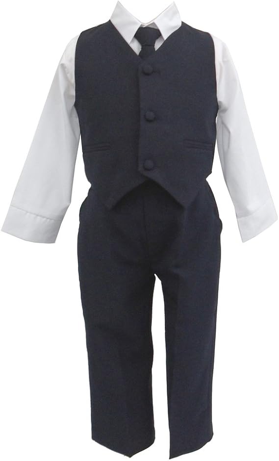 Navy Blue & White Baby Boy & Boys Complete Special occasion suit, Shirt, Tie, Vest