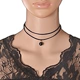 Topin® Punk Gothic Retro Black Lace Double Velvet Choker Necklace