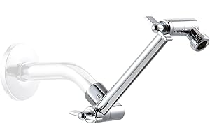 OFFO Shower Head Extension Arm, 6 in Shower Extension Arm with Locking Nut, Adjustable Height and Angle Shower Arm Extender, Universal G1/2 Connector for Fixed and Handheld ShowerHead, Chrome