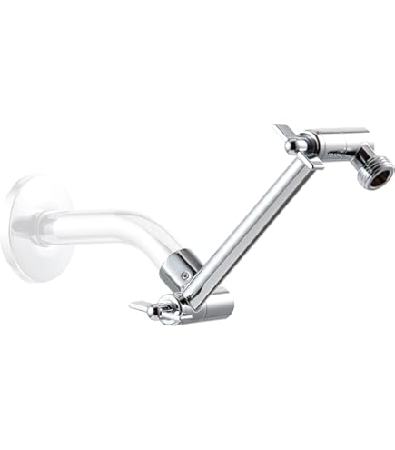 HOPOPRO 16 Inch Rain Shower Arm - Chrome, Stainless Steel, With Water Filter, 1/2" NPT, For Tall People