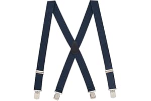Suspender Store 1.5-Inch Wide Elastic X-Back Suspenders - Nickel Pin Clips - 11 Colors & 4 Sizes Including Big & Tall