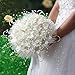 Enerhu Flower Bridal Bouquet Pearls Silk Lace Bouquet Romantic Beige Wedding Decor