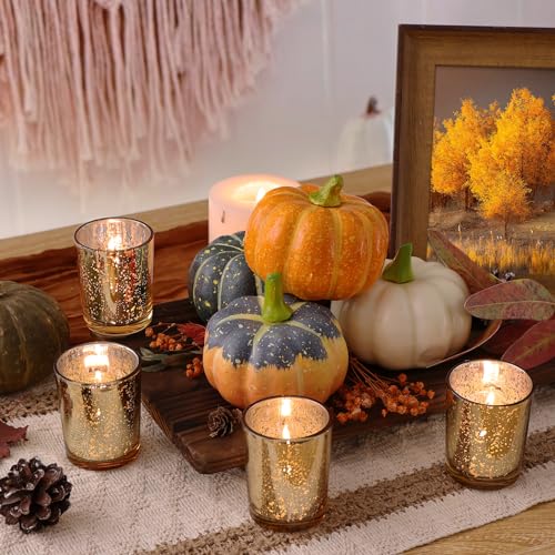 LETINE Gold Votive Candle Holders Set of 36 Speckled Mercury Gold