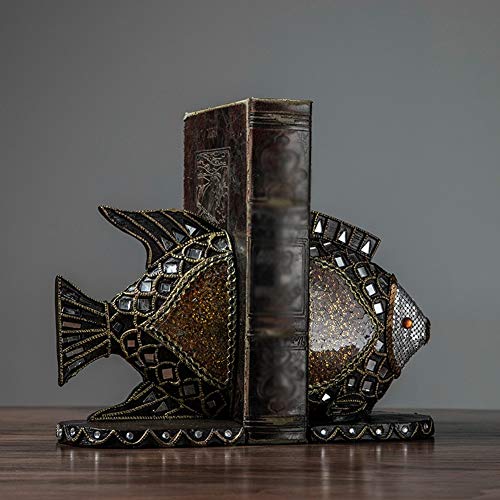 MAGO Desktop Decoration Resin Bookends ， Fish Style with Book Holder Desk Organizer for Kids School Library Study Home Office Decoration Gift ，22.510.17cm - Thumbnail 5