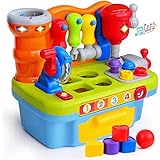 ORWINE Musical Learning Workbench Toddler Toys for Boys Girls Kid Baby Early Education Toys for 1 2 3 4 Years Old Construction Workbench Pretend Play Sound Effect Light Shape Sorter Tool Birthday Gift