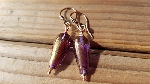Mauve and Copper Czech Glass Earrings