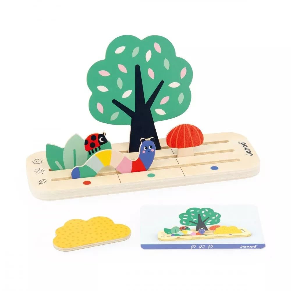Janod - Pédagogie Range - Finding your Bearings in Space - The Garden - 9 FSC Wood Accessories + 12 Cards - Children’s Educational Toy - 36 Months +, J05077 — image 1