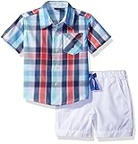 Nautica Baby Boys' Sleeve Woven Shirt and Pull On Short Set, Curacao, 0/3 Months