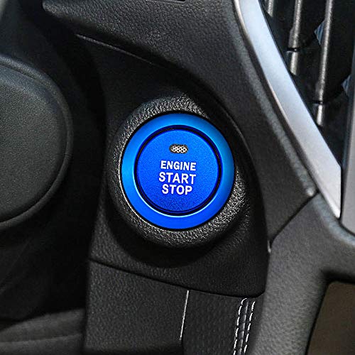 Ceyes Blue Engine Start Stop Button Cover+Ring Ignition Start Stop