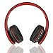 Fetta Wired On Ear Headphones with 3.5mm Audio Cable Wireless Stereo Bluetooth Headphones with Mic Protable Headsets Earphones for Smartphones,PC,Laptop,MP3 Player and More (Red)