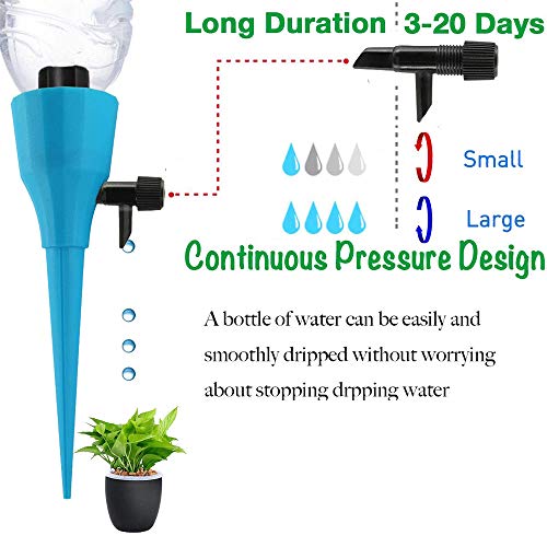 OZMI Plant Self Watering Spikes Devices, 6 Pack Automatic Irrigation Equipment Plant Waterer with Slow Release Control Valve, Adjustable Water Volume Drip System for Home and Vacation Plant Watering