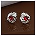 NYKKOLA 925 Sterling Silver Fashion Beautiful Crystal Ruby Stud Earring For Women Girls