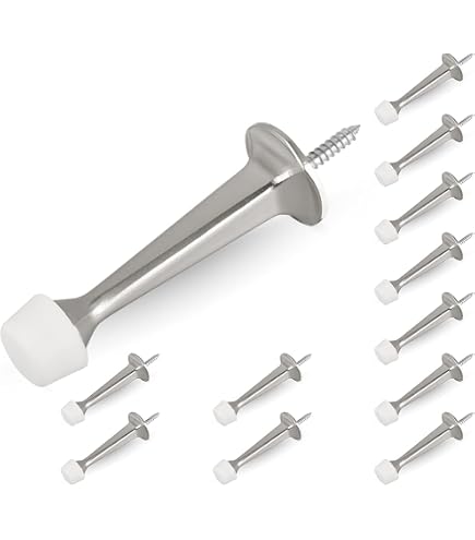 Topes De Puerta De Suelo Cromados - Alta Resistencia, Goma Y Metal, Acabado Pulido