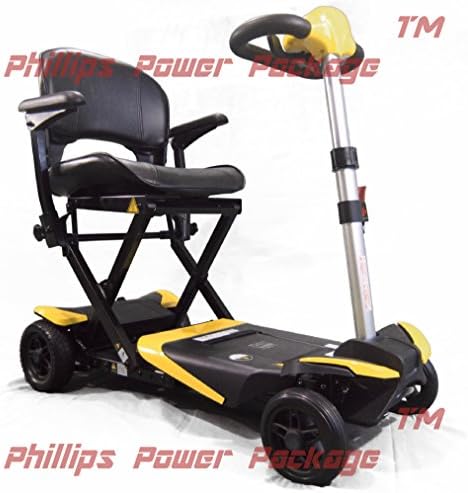 Transforming Electric Folding Scooter - 4-Wheel - Yellow - PHILLIPS POWER PACKAGE TM - $500 VALUE